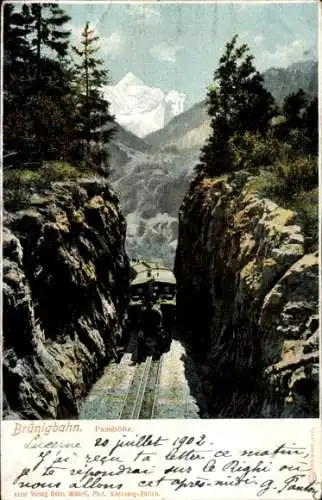 Ak Brünigbahn, Passhöhe, Zahnradbahn