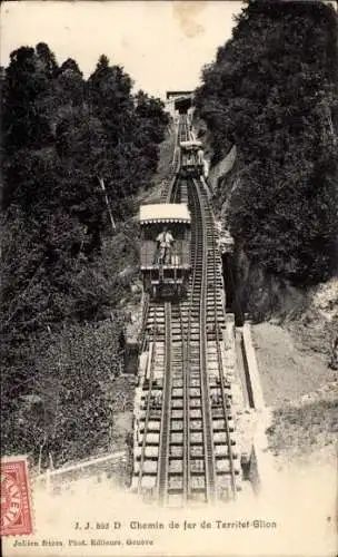 Ak Glion Montreux Kanton Waadt, Chemin de Fer de Territet Glion, Funiculaire, Standseilbahn