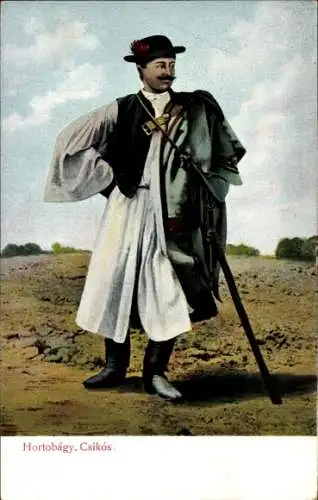 Ak Hortobágy Csikós, Mann in ungarischer Tracht