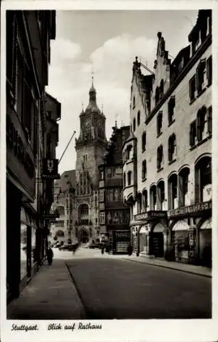 Ak Stuttgart in Württemberg, Rathaus, Straßenpartie
