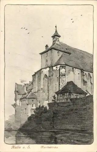 Künstler Ak Halle an der Saale, Moritzkirche