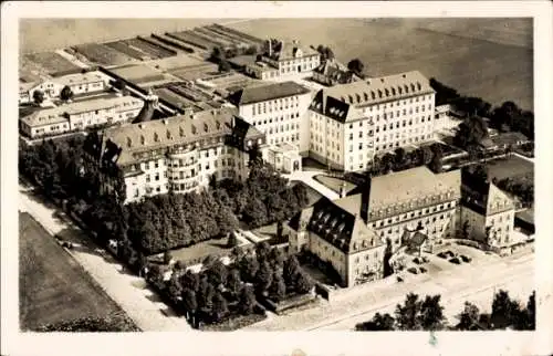 Ak Nymphenburg München Bayern, Krankenanstalt des Dritten Ordens, Luftbild