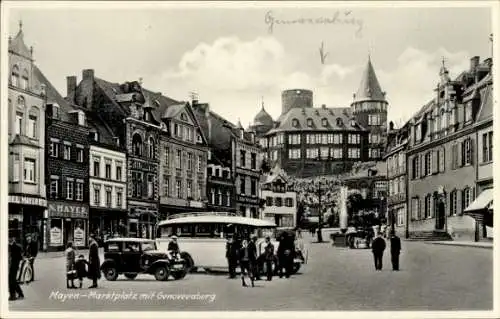 Ak Mayen in der Eifel, Marktplatz mit Genovevaburg