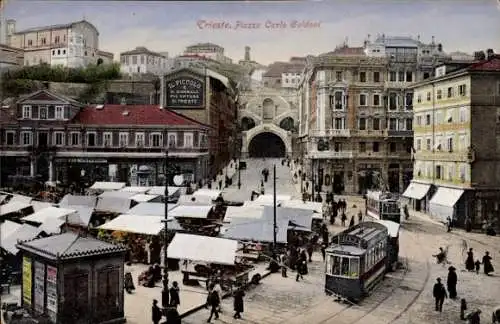 Ak Triest Trieste Friuli Venezia Giulia, Piazza Carlo Goldoni