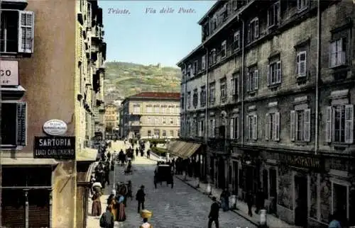 Ak Triest Trieste Friuli Venezia Giulia, Via delle Poste