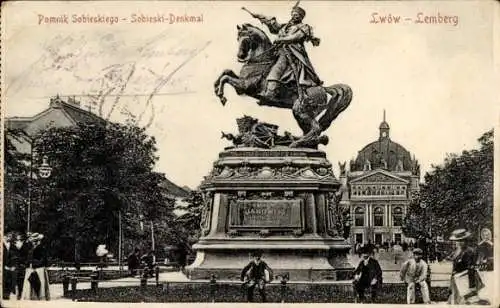 Ak Lwiw Lwów Lemberg Ukraine, Sobieski-Denkmal