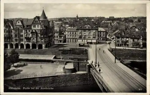 Ak Pforzheim im Schwarzwald, Teilansicht, Auerbrücke