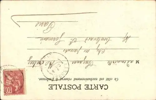 Ak Vatikan Rom Lazio, Papst Leo XIII. kniet vor einer Statue.