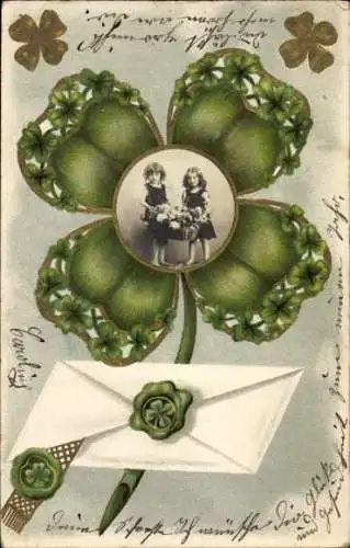 Präge Ak Zwei Mädchen, Portrait, Klee