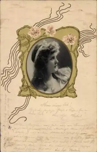 Präge Passepartout Ak Junge Frau, Portrait