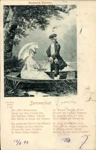 Künstler Ak Sommerlust, Josef Iványi, Liebespaar im Boot