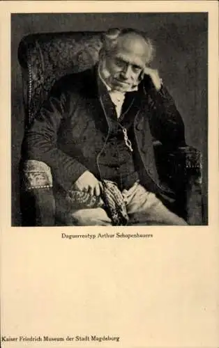 Ak Magdeburg an der Elbe, Schwarz-weiß Porträt von Arthur Schopenhauer