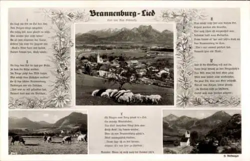 Ak Brannenburg in Oberbayern, Brannenburg im Tal, aufgenommen vom Geigelstein.