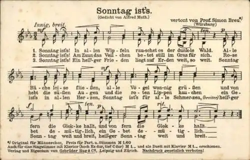 Lied Ak Sonntag ist's von Alfred Muth