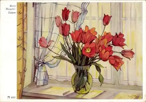 Künstler Ak Regele, R., Tulpen, Ackermann 4142