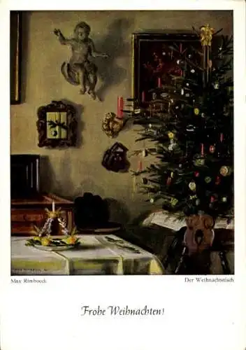 Künstler Ak Rimboeck, M., Weihnachtstisch, Glückwunsch Weihnachten