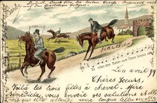 Litho Schweiz, Es ritten drei Reiter zum Thore hinaus ade