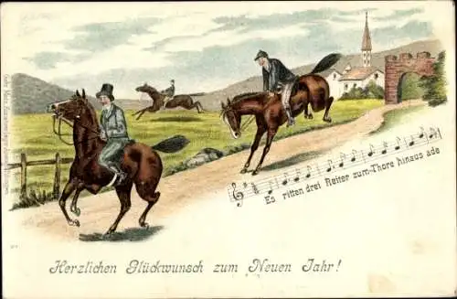 Litho Schweiz, Es ritten drei Reiter zum Thore hinaus ade, Neujahr