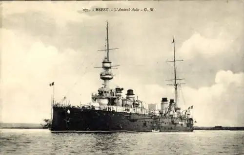 Ak Französisches Kriegsschiff, Brest, L'Amiral Aube