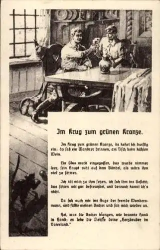 Ak Cunnersdorf Glashütte im Osterzgebirge, Ein Mann und eine Frau sitzen an einem Tisch und tr...