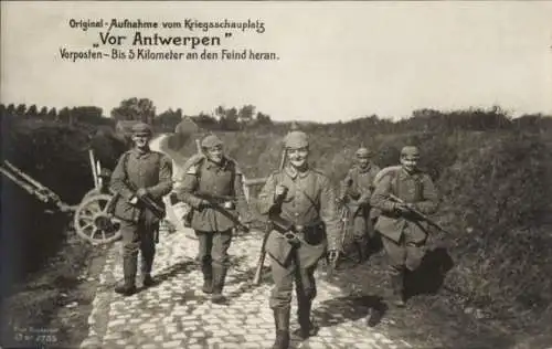 Ak Vorselaar Flandern Antwerpen, Soldaten mit Gewehren auf einer Landstraße