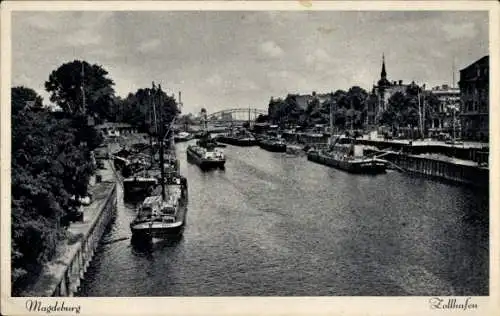 Ak Magdeburg an der Elbe, Blick auf den Zollhafen
