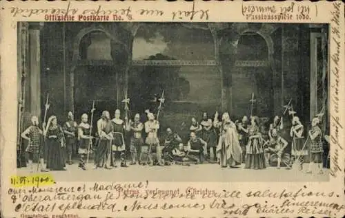 Ak Oberammergau in Oberbayern, Passionsspiele 1900, Petrus verleugnet Christus