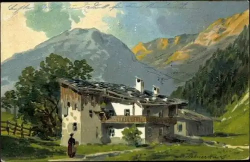 Künstler Ak Theuerkauf, Gottlob, Gebirgslandschaft