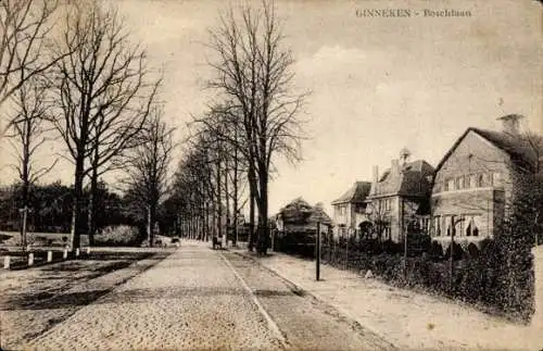 Ak Ginneken Breda Nordbrabant Niederlande, Ginneken Boschlaan. Eine lange, gerade, von Bäumen ...