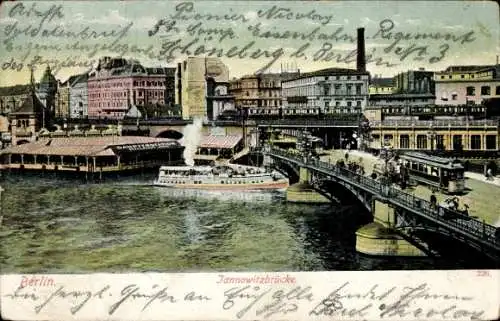 Ak Berlin Mitte, Jannowitzbrücke, Tram, Bahnhof, Schiff
