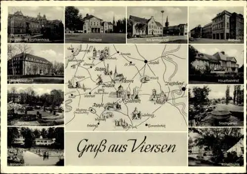 Ak Viersen in Nordrhein Westfalen, Fotoansichten von  Karte mit Karte von Viersen