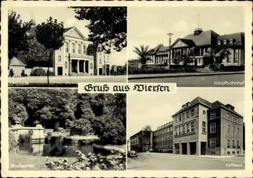 Ak Viersen in Nordrhein Westfalen, Stadtgarten, Hauptbahnhof, Rathaus, Postkarte aus Viersen