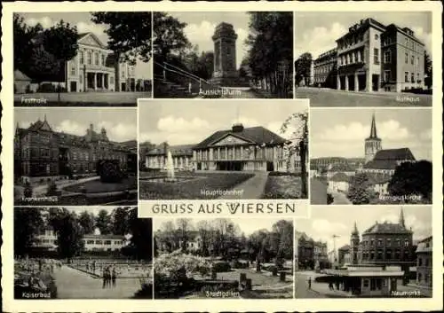 Ak Viersen, Hauptbahnhof, Stadtgarten, Rathaus, Kirche