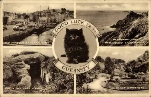 Ak Saint Peter Port Guernsey Kanalinseln, Hafen von St. Peter Port, Eux des Fées, Leuchtturm, ...