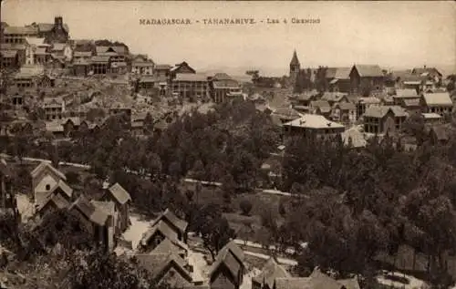 Ak Antananarivo Tananarive Madagaskar, Stadtansicht, Architektur, Bäume, historische Gebäude