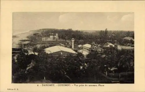 Ak Cotonou Dahomey Benin, Panoramablick auf Cotonou, neuen Leuchtturm, historische Architektur