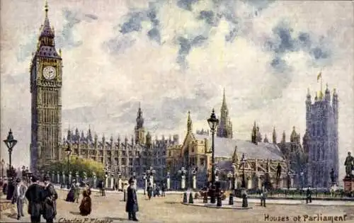 Ak London City England, Houses of Parliament, Big Ben, historische Architektur