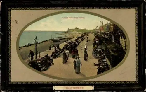 Ak Eastbourne East Sussex England, Strandpromenade, Menschen, Boote, Kconstructed, Palmen