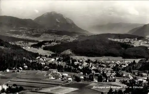 Ak Hermagor Pressegger See Kärnten, Blick auf den Ort mit Dobratsch