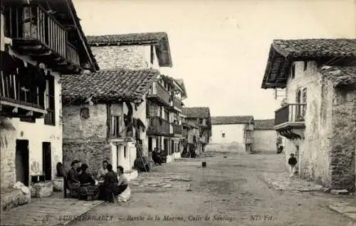 Ak Hondarribia Fuenterrabia Baskenland, Barrio de la Marina, Calle de Santiago, historische Ar...
