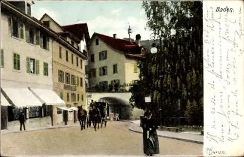 Ak Baden Kanton Aargau Schweiz, Straßenpartie