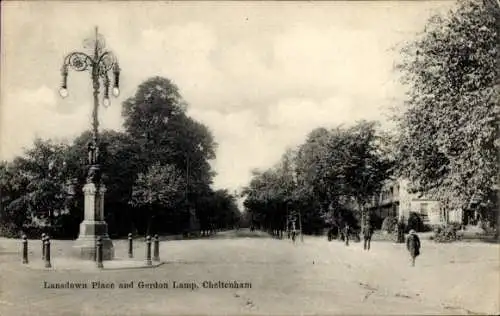 Ak Cheltenham Gloucestershire England, Lansdown Place, Gordon Lamp