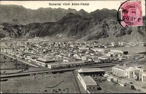 Ak Aden Jemen, Blick auf den Ort