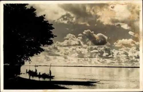 Ak Sudan Ägypten, Niger, Boote am Ufer