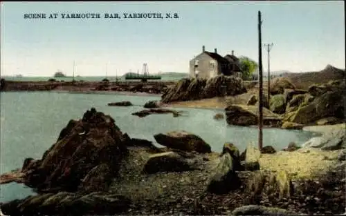 Ak Yarmouth Nova Scotia Kanada, Blick auf den Hafen und Strand