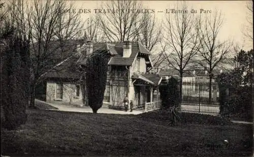 Ak Arcueil Cachan Val de Marne, Ecole des Travaux Publics, Parkeingang