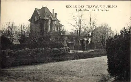 Ak Arcueil Cachan Val de Marne, Ecole des Travaux Publics, Habitation du Directeur