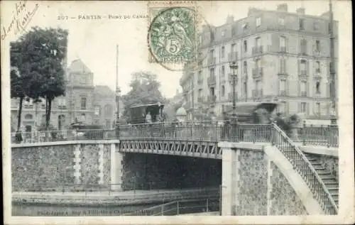 Ak Pantin Seine Saint Denis, Brücke in   , Briefmarke abgebildet