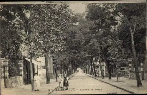 Ak Le Perreux sur Marne Val de Marne, Bäume, Straße, Leute,  , Avenue de Rosny