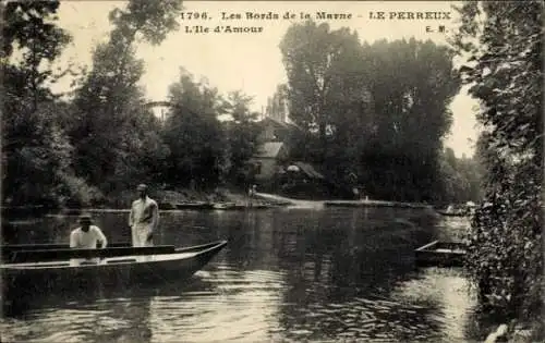Ak Le Perreux sur Marne Val de Marne, Liebesinsel, Ruderboote